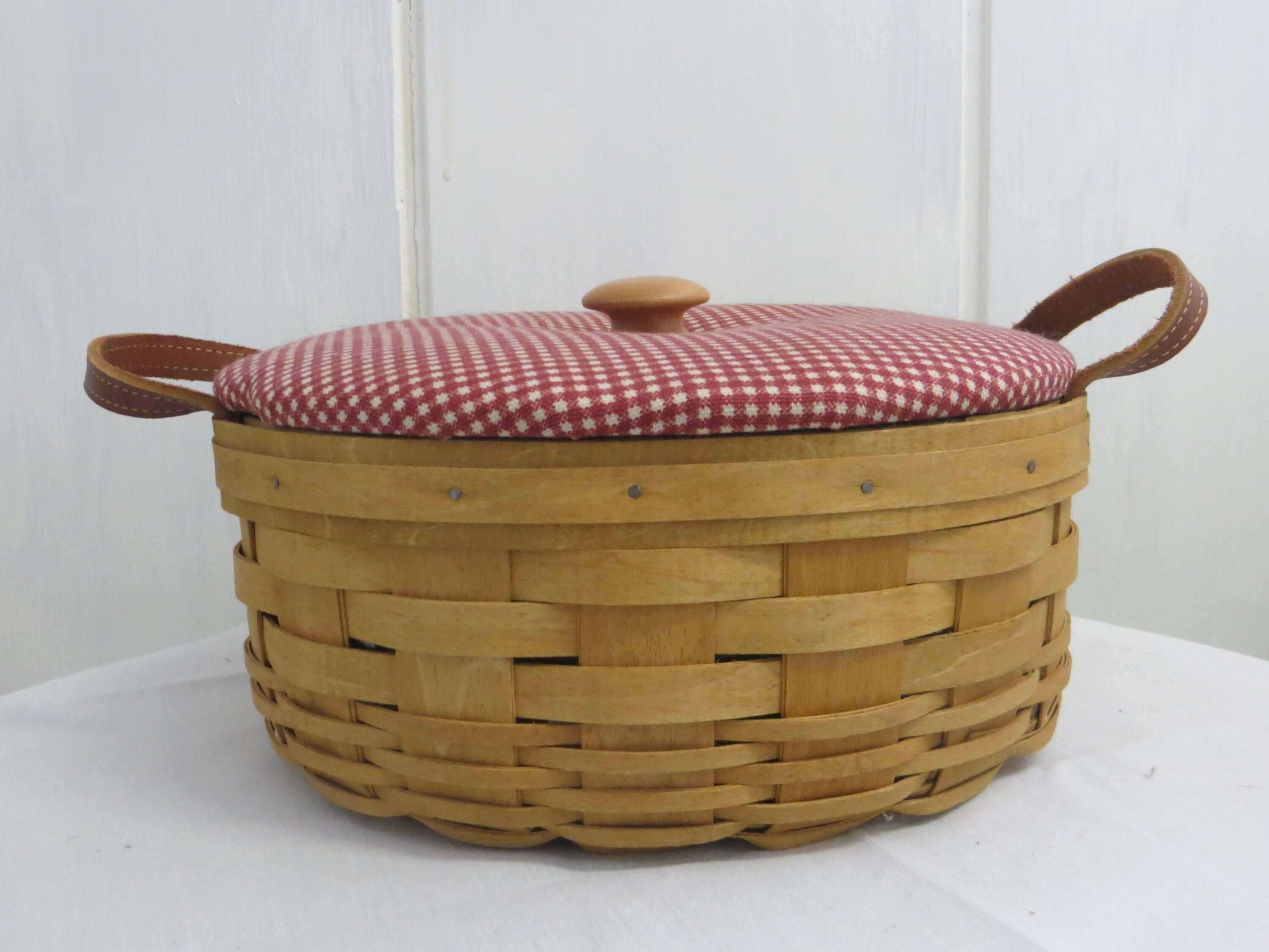 Longaberger Cesta redonda con tapa revestimiento de plástico | Etsy