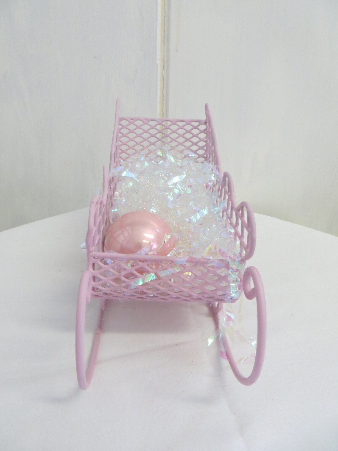 Pink Christmas Sled Sleigh Shabby Floral Holiday Craft DIY Etsy