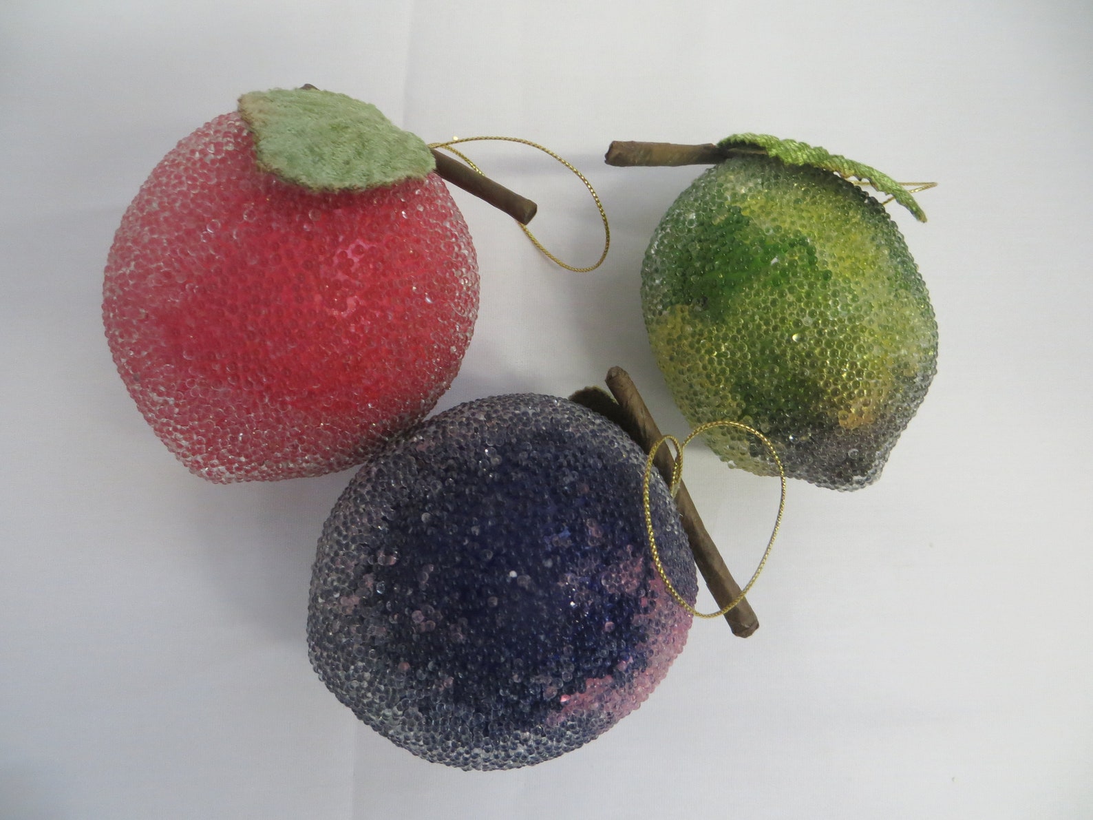 Beaded Sugared Fruits Plum Lime Artificial Fake Faux Fruit Etsy