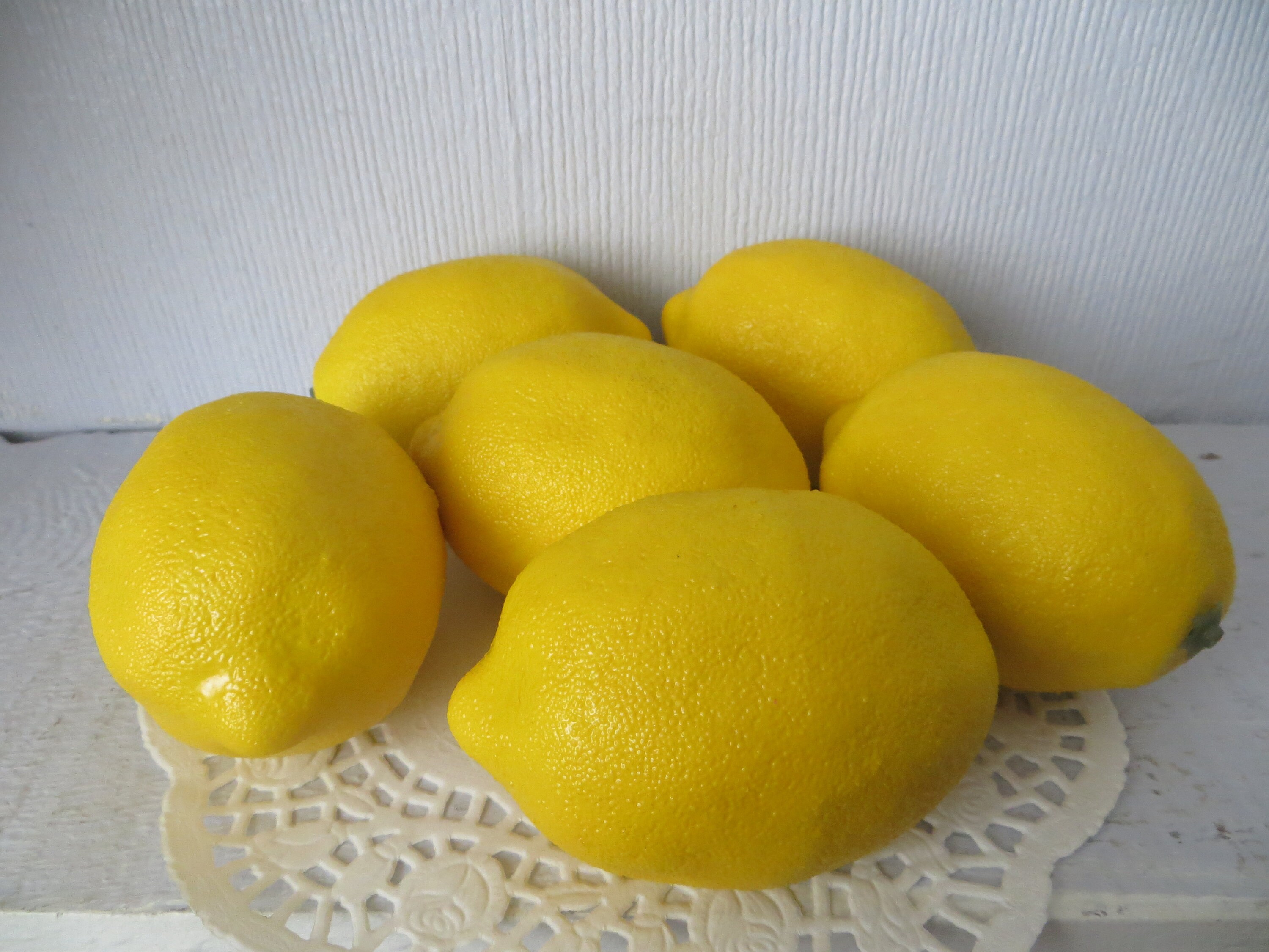 Artificial Lemons (6) Lg. Yellow Fake Faux Fruit, Kitchen Decor,Fruit…