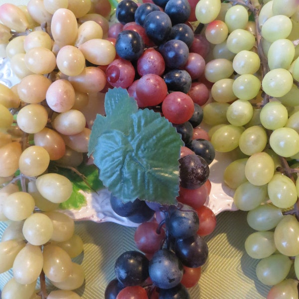 Artificial Grapes,LARGE 12",SET of 3,Green,Red Grapes,Fake Faux Fruit,Kitchen Decor,Craft Supply,Basket Bowl Filler