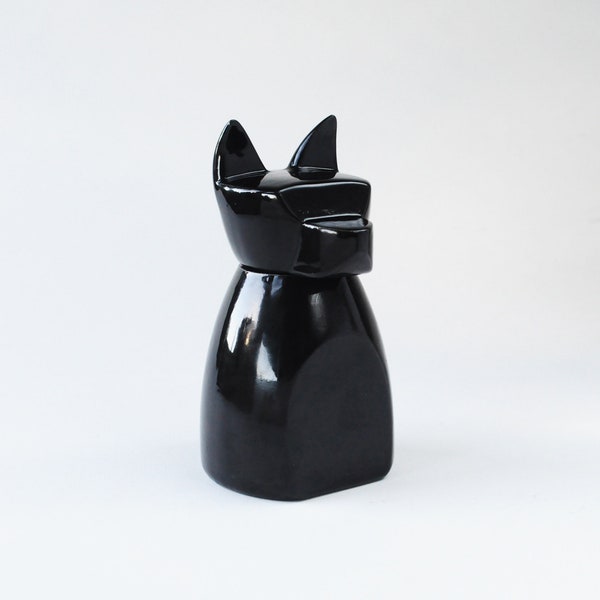 Small Anubis Dog Urn- Gloss Black
