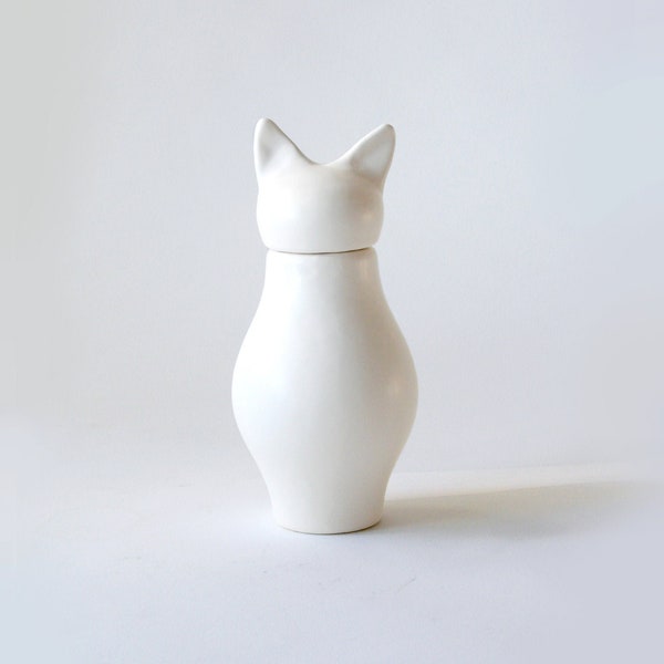 Urne Basst Cat - Blanc mat