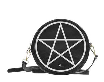 PENTAGRAM Shoulder bag - Gothic Star Purse Pagan Witchcraft Witch Magic Wicca Black Dark Goth Runes Punk Pouch Occult Divination Punk