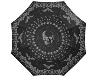 Gothic Anti-UV Umbrella - Lolita EGL Spider Death Dead Horror Terror Movie Occult Harajuku Spooky Rain Bat Skeleton Skull Witchcraft Vampire