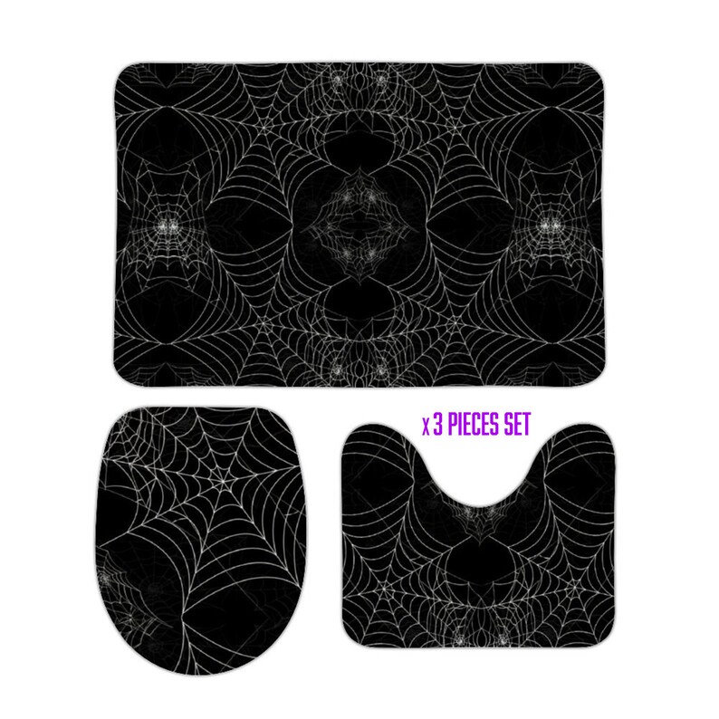 Spider Web Toilet Mat Gothic Spiders Black Dark Occult Goth Magic Witchcraft Witch Home Decor Toilet Pagan Floor House Bathroom rugs