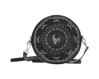 Gothic Vampire Round crossbody bag - Horror Spiderweb Skull Spider Occult Dark Goth Punk shoulder Divination Pagan Witchcraft Witch Magic