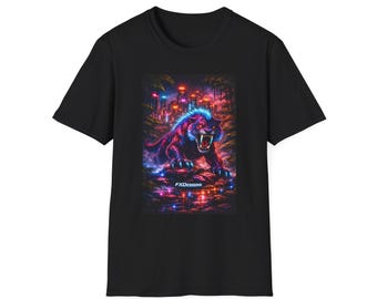 Neon CyberpunkSabertooth T-Shirt | Retro City Night