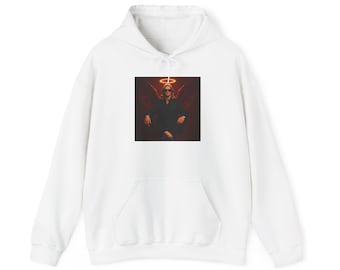Sudadera con capucha con retrato de ángel oscuro / Sudadera con estampado de alas de demonio Halo