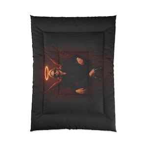 Edredón con ángel de halo neón / Ropa de cama con figura alada de estilo gótico oscuro imagen 1