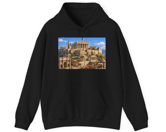 Ancient Greek Acropolis Hoodie | Athens Parthenon Cityscape Sweatshirt
