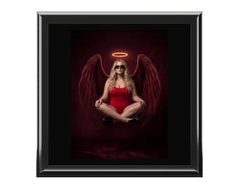 Angel Wings with Halo Jewelry Box | Dark Red Gothic Portrait
