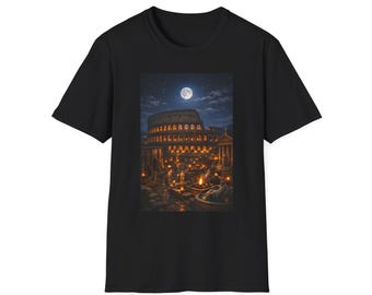 Moonlit Colosseum T-Shirt | Rome Night Skyline, Full Moon