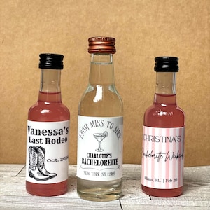 Bachelorette mini bottle labels, custom nip bottle stickers for bach party gift, custom shooter labels, stickers for bachelorette party