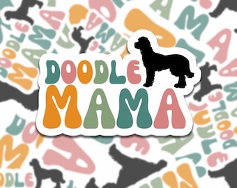 Doodle Mama Sticker- golden doodle sticker for water bottle, waterproof sticker for laptop, dog mom gift, poodle sticker, doodle dog gift