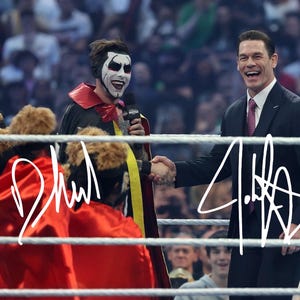 Danhausen och John Cena signerad autograf FOTO Förtryckt musik 6x4/A4/ Inramad WWE