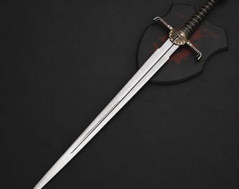 Game of Thrones Sword Replica | Targaryen Fire and Blood Steel Longsword with Wall Display Shield | GOT Fantasy Collectible Gift for Men