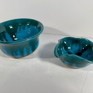 Set of Two Aqua and Green Bowls