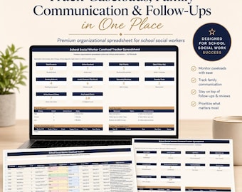School Social Worker Caseload Tracker Spreadsheet, Student Support Log and Follow-Up Planner Excel Template