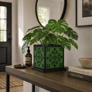 Portuguese Tile Indoor Planter - 3D Printed Azulejo-Patterned Pot, Contemporary Apartment Decor