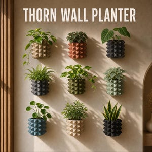 Thorn | Studded Spike Wall Planter | 3D Printed Pyramid Textured Hanging Plant Pot | Bold Wall Mounted Decor