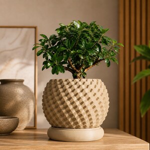 Cobble II ~ Quilted Lattice Planter ~ Diamond Weave 3D Printed Plant Pot ~ Modern Indoor Pot ~ 3-12 inch