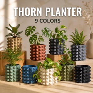 Thorn | Studded Spike Planter | 3D Printed Geometric Pyramid Textured Plant Pot | Bold Modern Indoor Decor