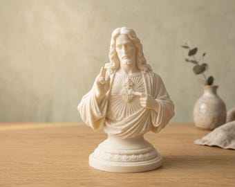 Herz-Jesu-Statue | Religiöse Dekoration | Katholische Figur | Christliches Geschenk | 3D-gedruckte Jesusbüste | Spirituelle Dekoration