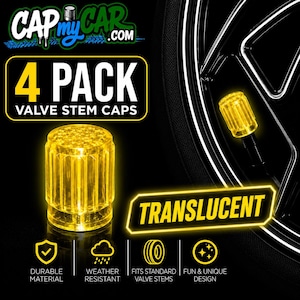 Translucent Valve Stem Caps – Clear Colored 4 Pack