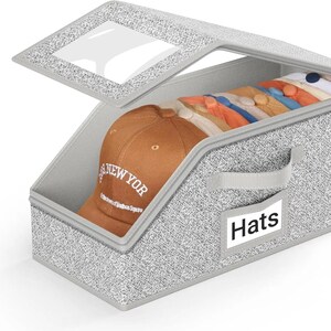 Stackable Baseball Cap Storage Box, Durable CardboardOrganizer Holds up to 24 Hats, Classic Wardrobe ClosetHolder