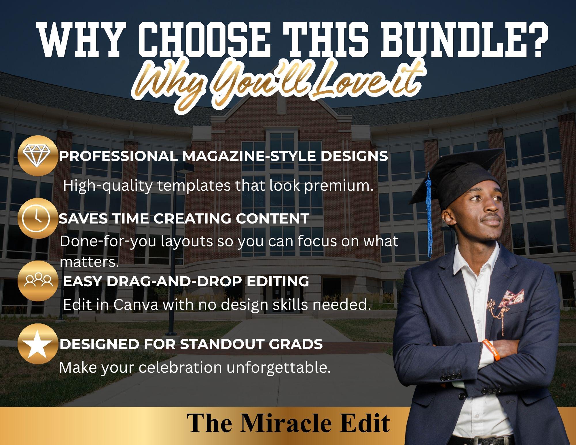 Editable Graduation Template Bundle, Canva Magazine Templates, Senior ...