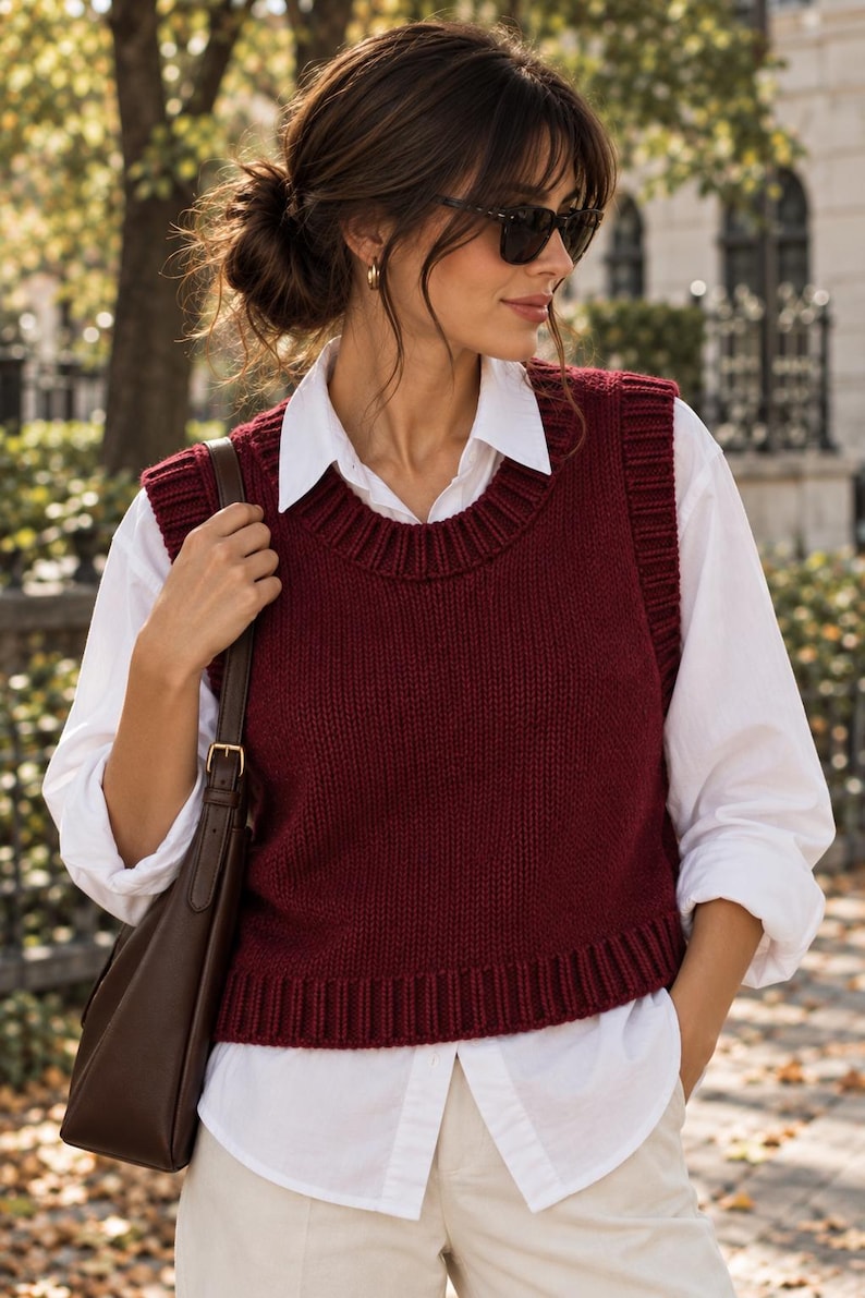 Knit Pattern Spring Vest Knitting Vest Pattern, Women's Knit Vest, Sleeveless Sweater Pattern ...