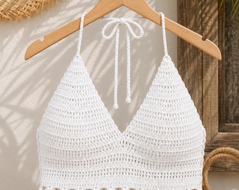 Crochet Halter Top Pattern PDF Summer Bralette Crochet Pattern Boho Crop Top Tutorial Beach Festival Top Instant Download English language