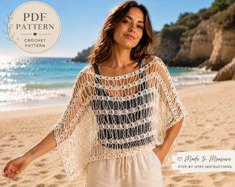 Boho Crochet Top Pattern | Beach Cover Up Tutorial (Digital Download)| Beginner Crochet Top Patterns PDF