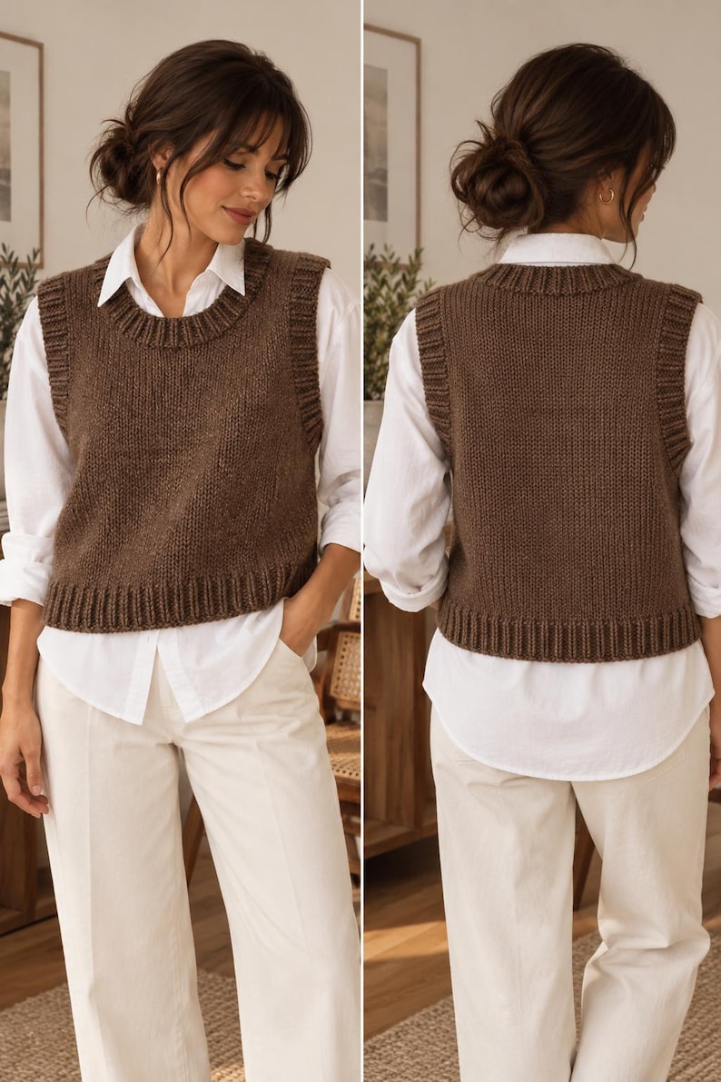 Knit Pattern Spring Vest Knitting Vest Pattern, Women's Knit Vest, Sleeveless Sweater Pattern ...