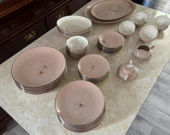 Vintage Franciscan Pottery Pink Ballet China Set (56 Piece) Service for 8 *MINT*
