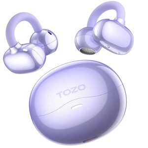 Cuffie TOZO OpenOrb con clip auricolari aperte, regolabili, ideali per lo sport, realizzate in materiale TPU delicato sulla pelle, ultraleggere e portatili, perfette per l'ascolto all'aperto.