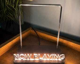 Suporte para Discos de Vinil "Tocando Agora" com Exibição de LED, Suporte Iluminado para Capa de Álbum, Ideal para Toca-discos e Decoração de Sala de Música