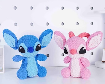 Stitch and Angel crochet PDF pattern for the plush amigurumi in Blue and Pink, Stitch Tutorial, Baby Stitch Plushies pattern, Stitch Toy