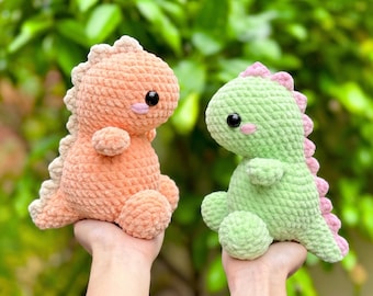 Dinosaur Crochet Pattern, Amigurumi Dino, Chunky Dinosaur Plushie, Cute Dino Toy, Baby Dinosaur Tutorial, Kawaii Dino Craft, PDF Download