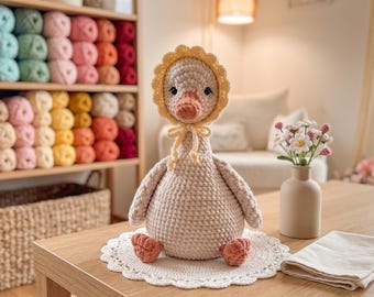 Duck Crochet Pattern, Amigurumi Goose PDF, Chunky Duck Plushie, Cute Goose Toy, Baby Duck Tutorial, Kawaii Goose Craft, Bonnet Bird Download