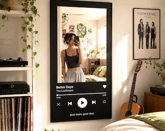 Personalized Retro MP3 Player Mirror | Custom Name Music Wall Art | 5 Color Options