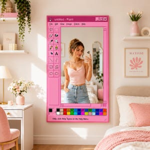 Personalized MS Paint Style Mirror, Custom Name Retro Computer Decor