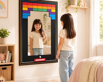 Retro Arcade Game Mirror | Unique Gamer Wall Decor | Plexi Silver Mirror on PVC Board