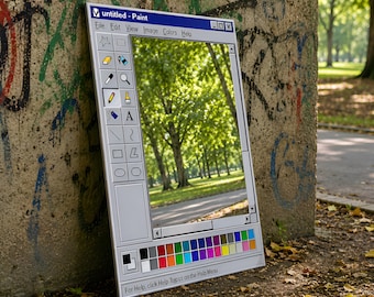 MS Paint Window Mirror Wall Art - Retro Digital Print Decor - Unique Nostalgic Design - Gift Mirror