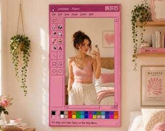 Personalized MS Paint Style Mirror, Custom Name Retro Computer Decor