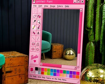 Barbie Paint Program Mirror | Retro Pink Y2K Aesthetic Wall Decor | Digital Print Acrylic Mirror