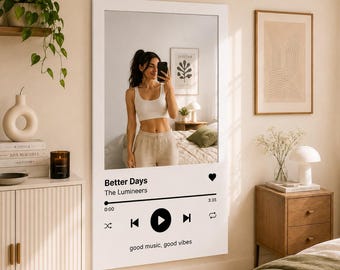 Personalized Spotify Song Mirror Wall Art | Custom Music Player Decor | Digital Print Plexi Silver Mirror