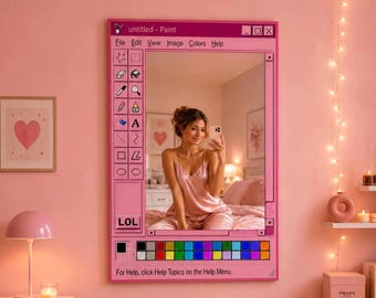 Retro Paint Program Mirror | Y2K Aesthetic Wall Decor | Unique Digital Print Acrylic Mirror on PVC Board