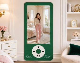 Personalized Retro MP3 Player Style Mirror | Custom Name Wall Art | Unique Aesthetic Decor for Bedroom Living Room